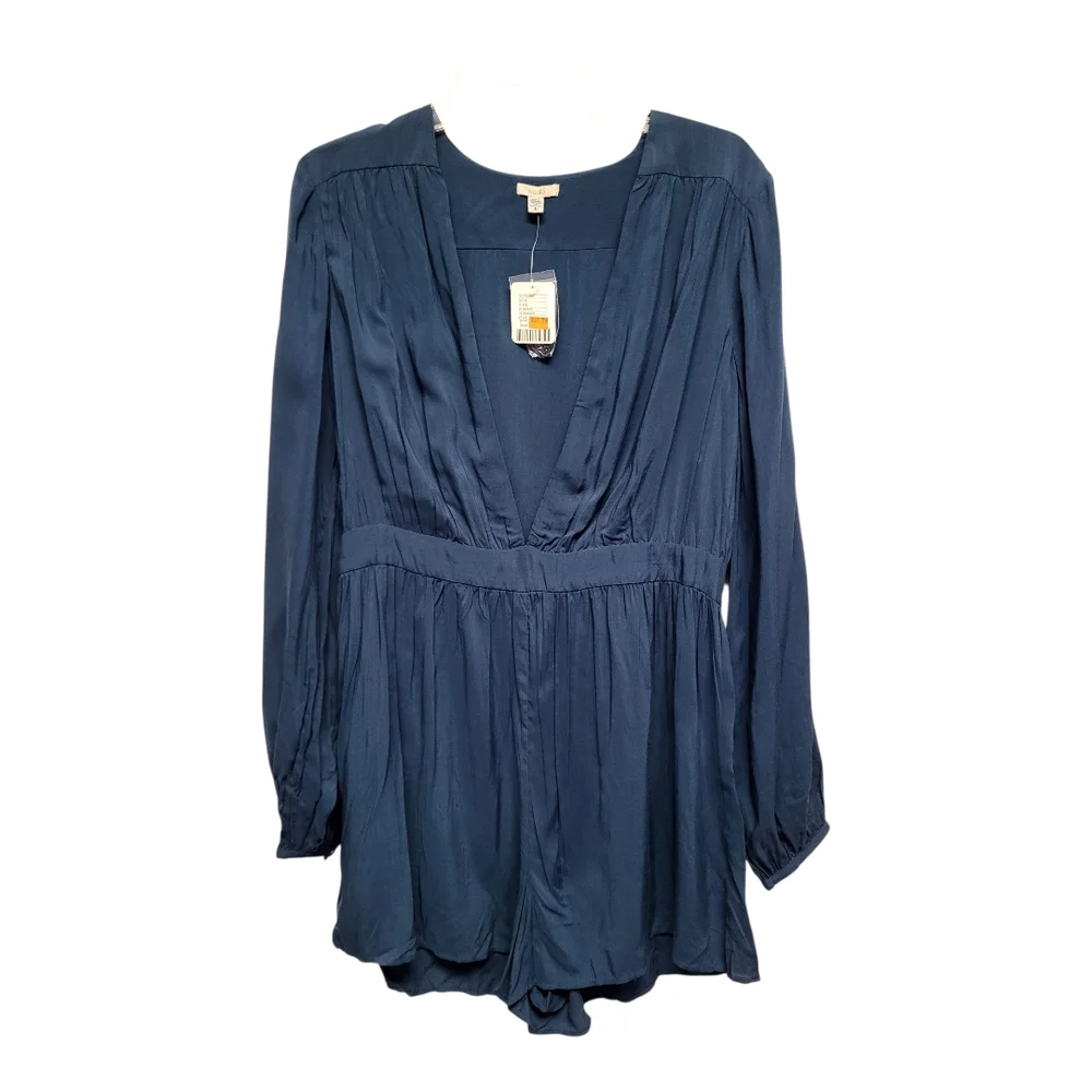 NWT Flirty Ecote Blue Relaxed Fit Romper - Size L